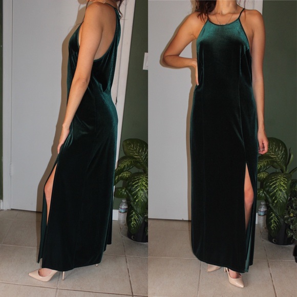 Victoria's Secret Dresses & Skirts - Victoria’s Secret Green Velvet Maxi Dress (M)